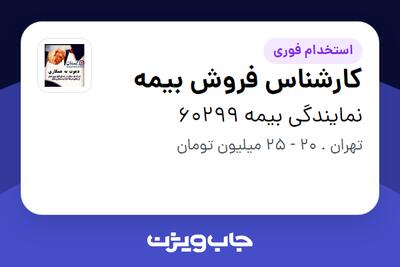 استخدام کارشناس فروش بیمه در نمایندگی بیمه 60299