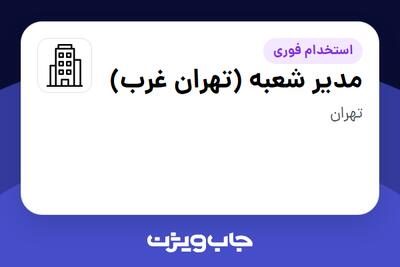 استخدام مدیر شعبه (تهران غرب) - آقا در سازمانی فعال در حوزه کالاهای مصرفی و تند گردش