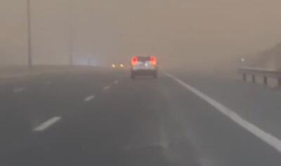 ببینید/ طوفان در جاده قم به تهران