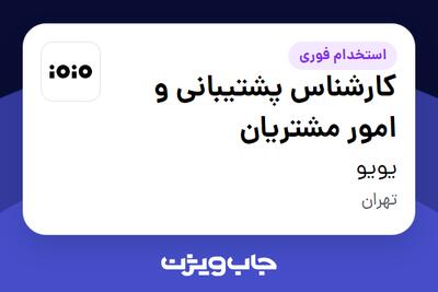استخدام کارشناس پشتیبانی و امور مشتریان - خانم در یویو
