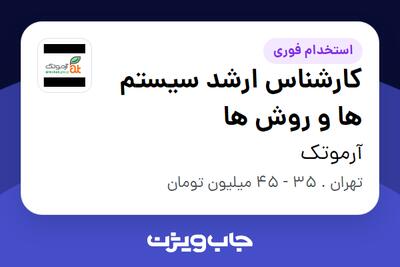 استخدام کارشناس ارشد سیستم ها و روش ها در آرموتک