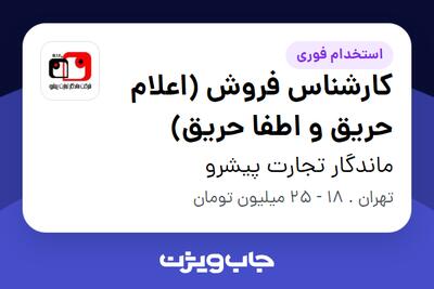 استخدام کارشناس فروش (اعلام حریق و اطفا حریق) در ماندگار تجارت پیشرو