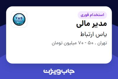 استخدام مدیر مالی در یاس ارتباط