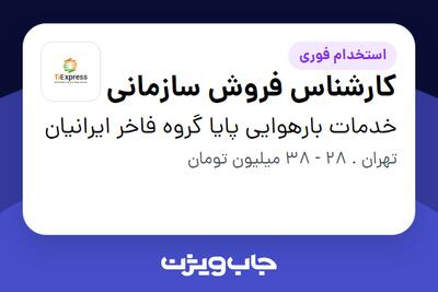 استخدام کارشناس فروش سازمانی در خدمات بارهوایی پایا گروه فاخر ایرانیان