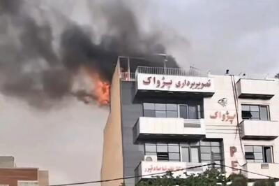 مهار آتش سوزی ژنراتور برق پشت بام مرکز تصویربرداری پزشکی در تبریز