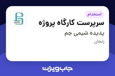 استخدام سرپرست کارگاه پروژه - آقا در پدیده شیمی جم