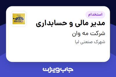 استخدام مدیر مالی و حسابداری در شرکت مه وان