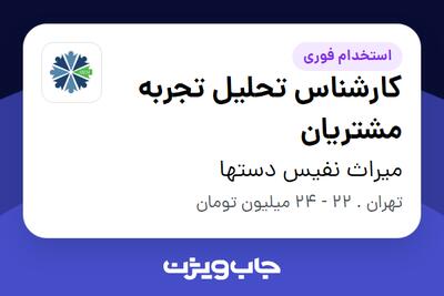 استخدام کارشناس تحلیل تجربه مشتریان در میراث نفیس دستها