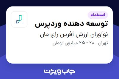 استخدام توسعه دهنده وردپرس در نوآوران ارزش آفرین رای مان