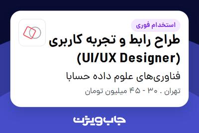 استخدام طراح رابط و تجربه کاربری (UI/UX Designer) در فناوری‌های علوم داده حسابا