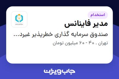 استخدام مدیر فاینانس در صندوق سرمایه گذاری خطرپذیر غیردولتی شرکتی بسپار شیمی سپیدان