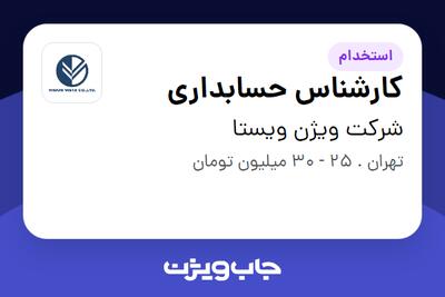 استخدام کارشناس حسابداری - آقا در شرکت ویژن ویستا