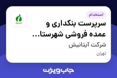 استخدام سرپرست بنکداری و عمده فروشی شهرستان ها مواد غذایی(برنج ،خشکبار ، چای ،...) - دفتر مرکزی - آقا در شرکت آیتانیش