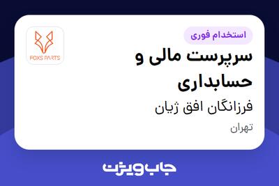 استخدام سرپرست مالی و حسابداری - خانم در فرزانگان افق ژیان