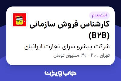 استخدام کارشناس فروش سازمانی (B2B) - خانم در شرکت پیشرو سرای تجارت ایرانیان