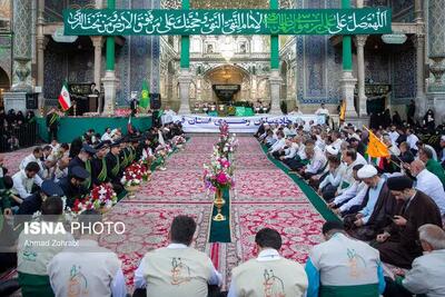 گل آرایی حرم امام رضا با شاخه گل و سازه جدید