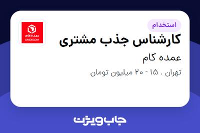 استخدام کارشناس جذب مشتری - خانم در عمده کام