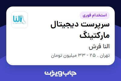 استخدام سرپرست دیجیتال مارکتینگ در النا فرش