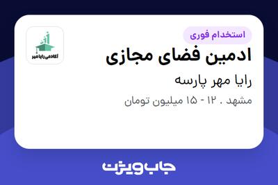 استخدام ادمین فضای مجازی در رایا مهر پارسه
