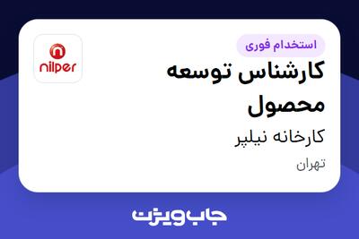 استخدام کارشناس توسعه محصول در کارخانه نیلپر