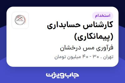 استخدام کارشناس حسابداری (پیمانکاری) در فرآوری مس درخشان