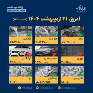 اینفوگرافیک / امروز ۲۱ اردیبهشت قیمت ها چقدر است؟