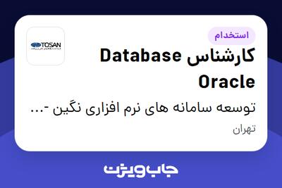 استخدام کارشناس  Database Oracle در توسعه سامانه های نرم افزاری نگین - توسن