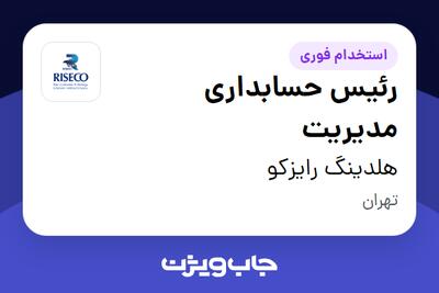 استخدام رئیس حسابداری  مدیریت در هلدینگ رایزکو