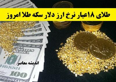 آخرین وضعیت قیمت طلا، سکه و دلار امروز دوشنبه 22 اردیبهشت ۱۴۰۴ + جدول