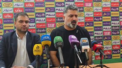 کنفرانس خبری اشکش سرمربی نفت مسجدسلیمان پس از سقوط به لیگ دو