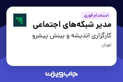 استخدام مدیر شبکه‌های اجتماعی در کارگزاری اندیشه و بینش پیشرو