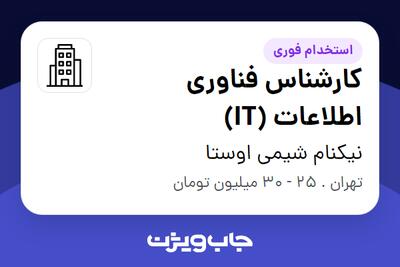 استخدام کارشناس فناوری اطلاعات (IT) در نیکنام شیمی اوستا