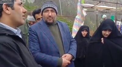 ببینید | نخستین مواجهه دختر شهید آیت‌الله رئیسی با «حاج آقا هارداسان» در نقطۀ وداع