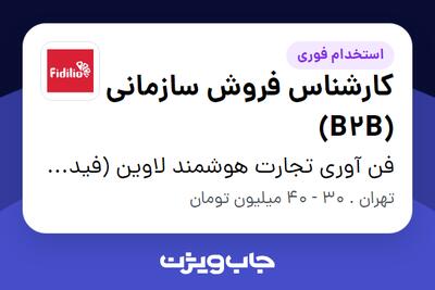 استخدام کارشناس فروش سازمانی (B2B) در فن آوری تجارت هوشمند لاوین (فیدیلیو)