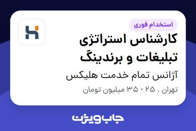 استخدام کارشناس استراتژی تبلیغات و برندینگ در آژانس تمام خدمت هلیکس