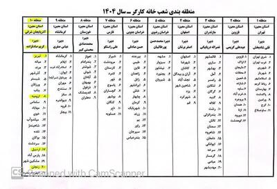 اسامی روسای مناطق 10 گانه خانه کارگر در کشور