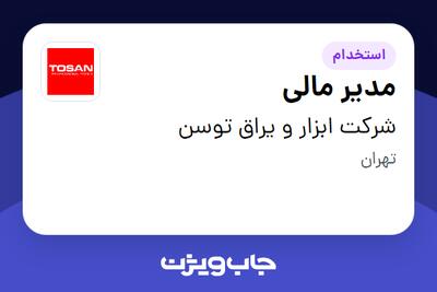 استخدام مدیر مالی - آقا در شرکت ابزار و یراق توسن