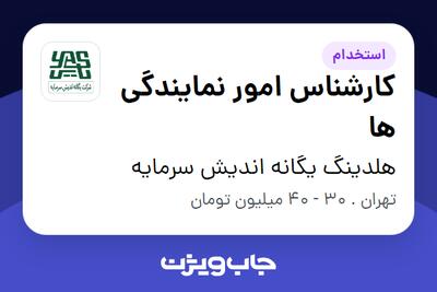 استخدام کارشناس امور نمایندگی ها در هلدینگ یگانه اندیش سرمایه