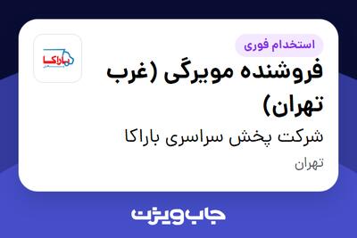 استخدام فروشنده مویرگی (غرب تهران) در شرکت پخش سراسری باراکا