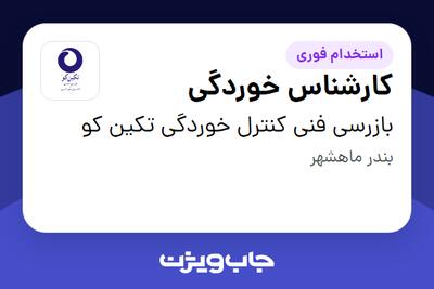 استخدام کارشناس خوردگی - آقا در بازرسی فنی کنترل خوردگی تکین کو