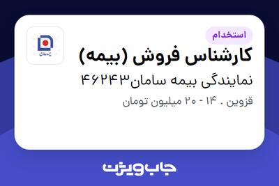 استخدام کارشناس فروش (بیمه) در نمایندگی بیمه سامان46243