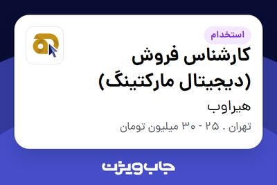 استخدام کارشناس فروش (دیجیتال مارکتینگ) - خانم در هیراوب