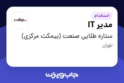 استخدام مدیر IT در ستاره طلایی صنعت (بیمکث مرکزی)