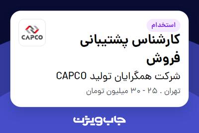 استخدام کارشناس پشتیبانی فروش در شرکت همگرایان تولید  CAPCO