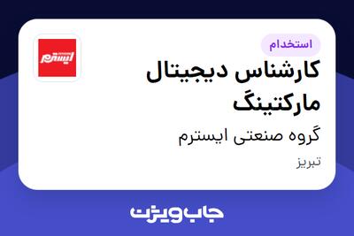 استخدام کارشناس دیجیتال مارکتینگ در گروه صنعتی ایسترم