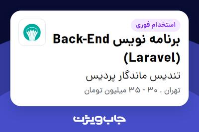 استخدام برنامه نویس Back-End (Laravel) در تندیس ماندگار پردیس