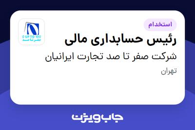 استخدام رئیس حسابداری مالی در شرکت صفر تا صد تجارت ایرانیان