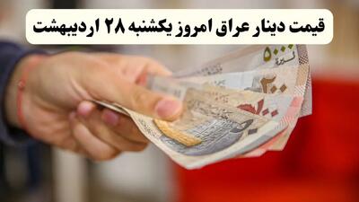 جدیدترین قیمت صد دینار عراق امروز یکشنبه ۲۸ اردیبهشت ماه ۱۴۰۴ اعلام شد