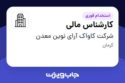 استخدام کارشناس مالی در شرکت کاواک آرای نوین معدن