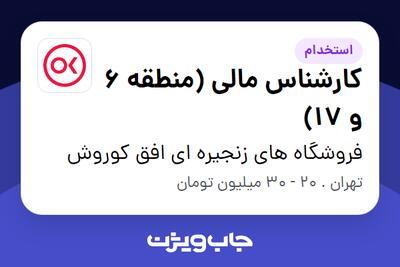 استخدام کارشناس مالی (منطقه 6 و 17) در فروشگاه های زنجیره ای افق کوروش